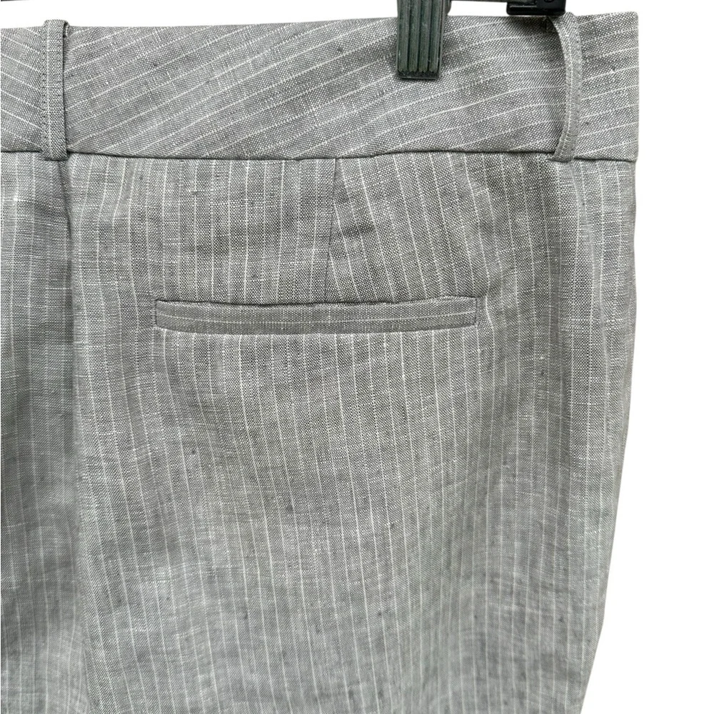 Banana Republic The Martin Fit Gray Pinstripe Dress Pants 100% Linen Size 12 - Picture 5 of 9